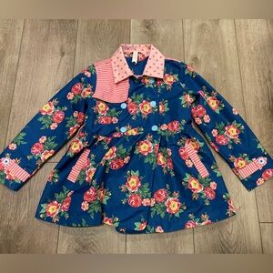 Matilda Jane Girl's Size 6 Brilliant Down Came the Rain Coat Floral Stripes